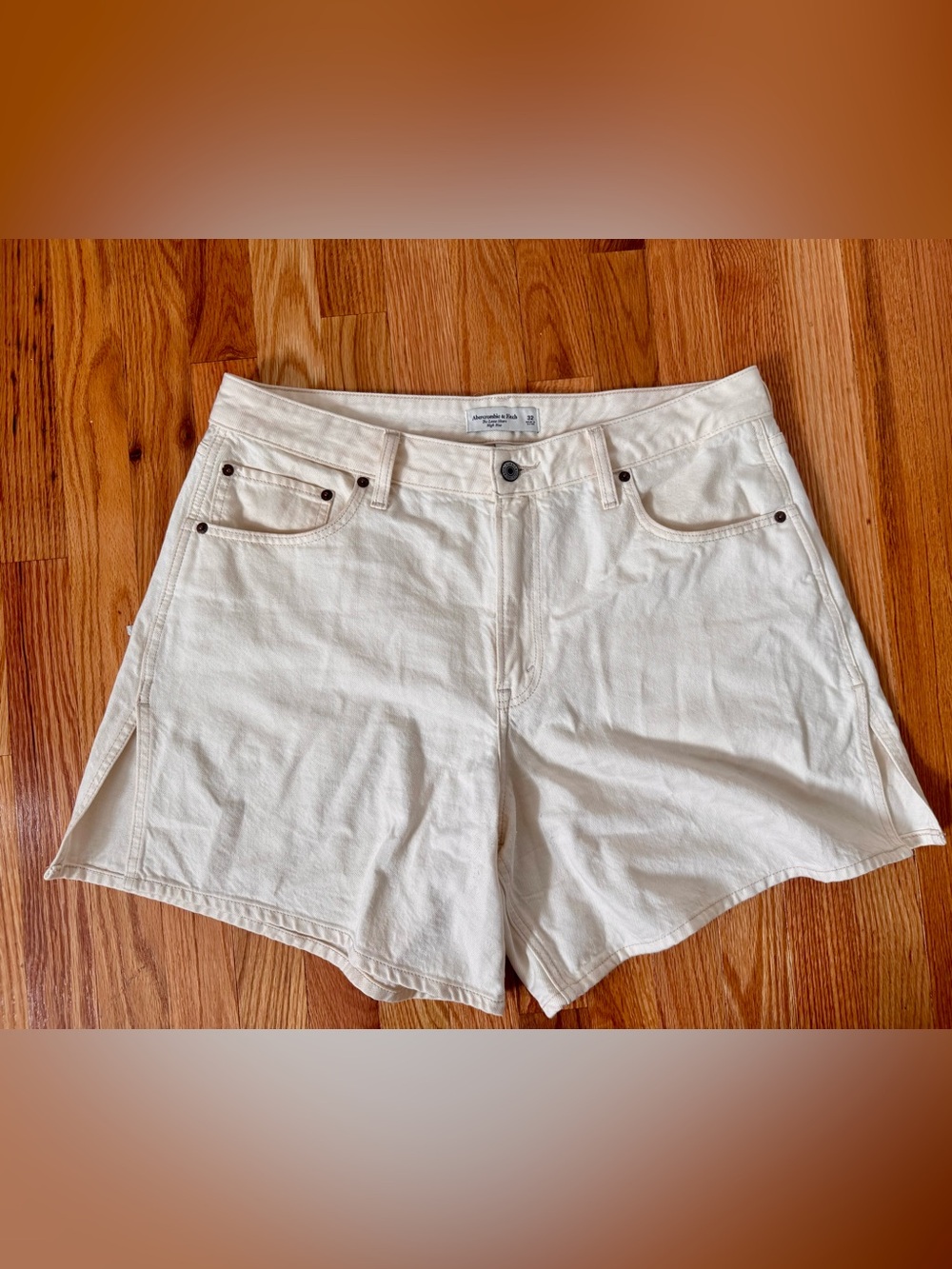 Abercrombie & Fitch Cream Denim High-Rise Shorts